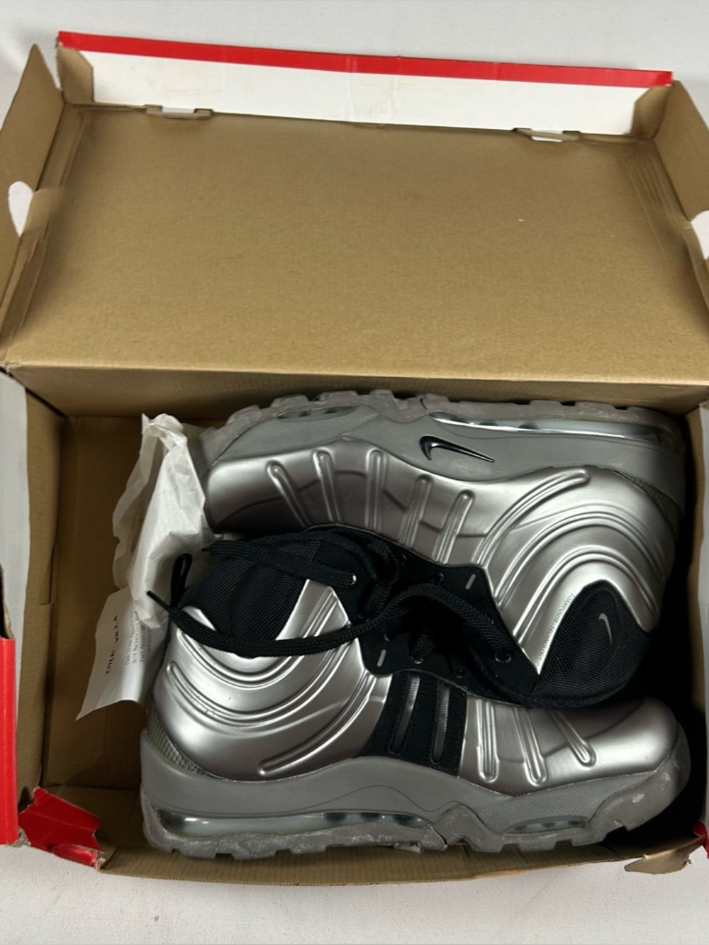 Nike Air Max Bakin Posite Metallic Pewter Silver Men's 10 Shoes Foamposite